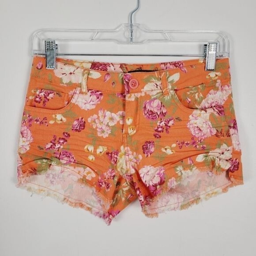 Roly Poly Tropical‎ Floral Raw Hem Micro Shorts Women's Size Small